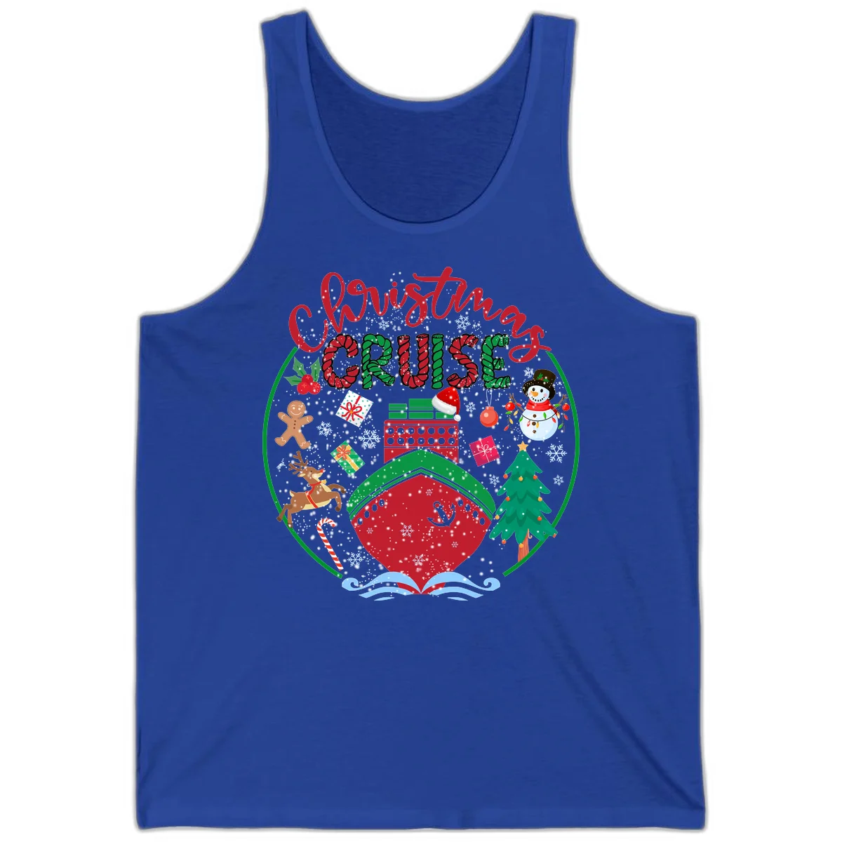 Cruising Cheer Holiday Christmas Cruise Tank Top in True Royal