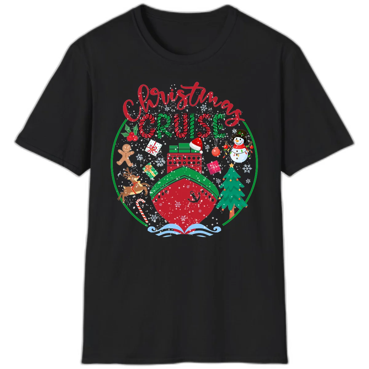 Cruising Cheer Holiday Christmas Vacation T-Shirt in Black