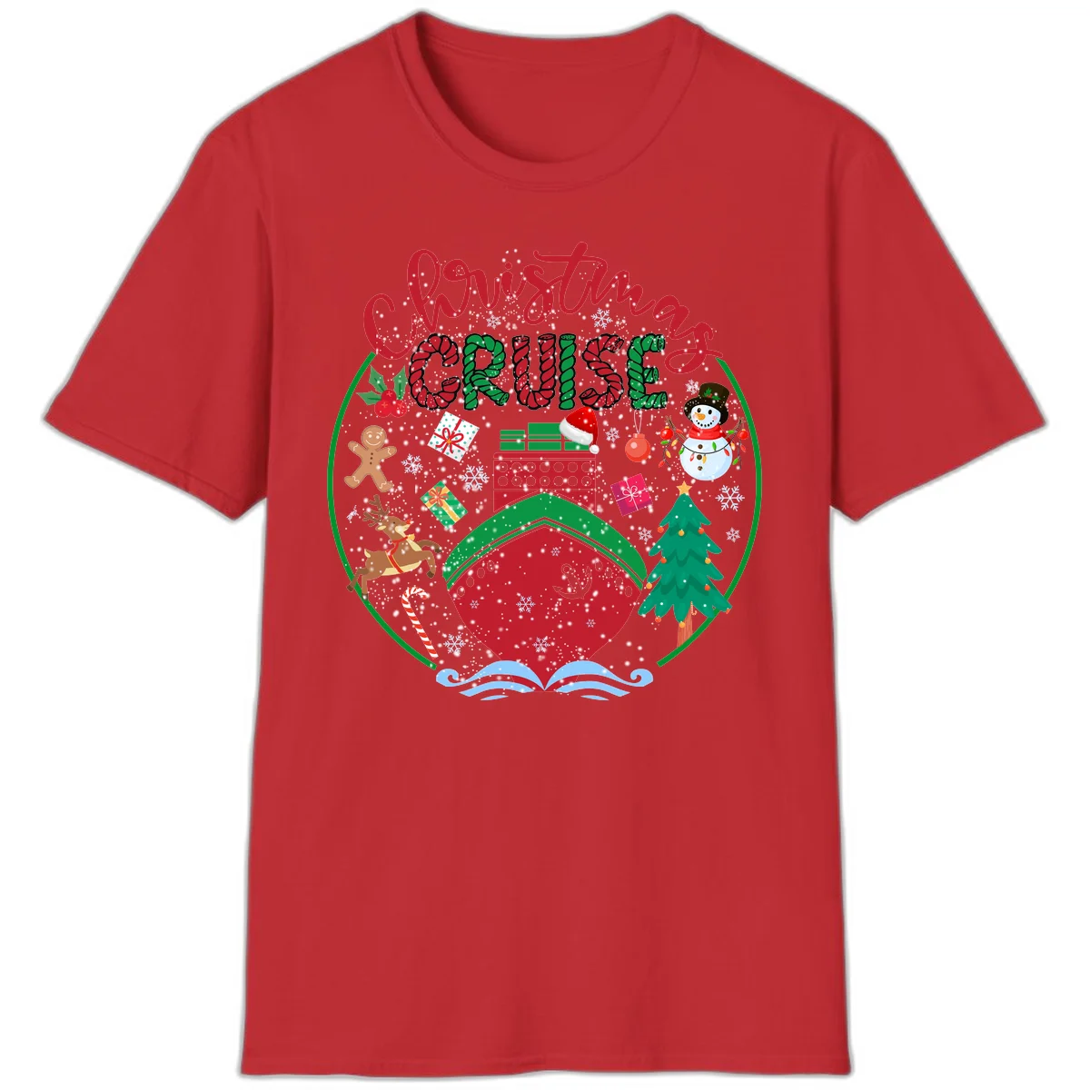 Cruising Cheer Holiday Christmas Vacation T-Shirt in Red