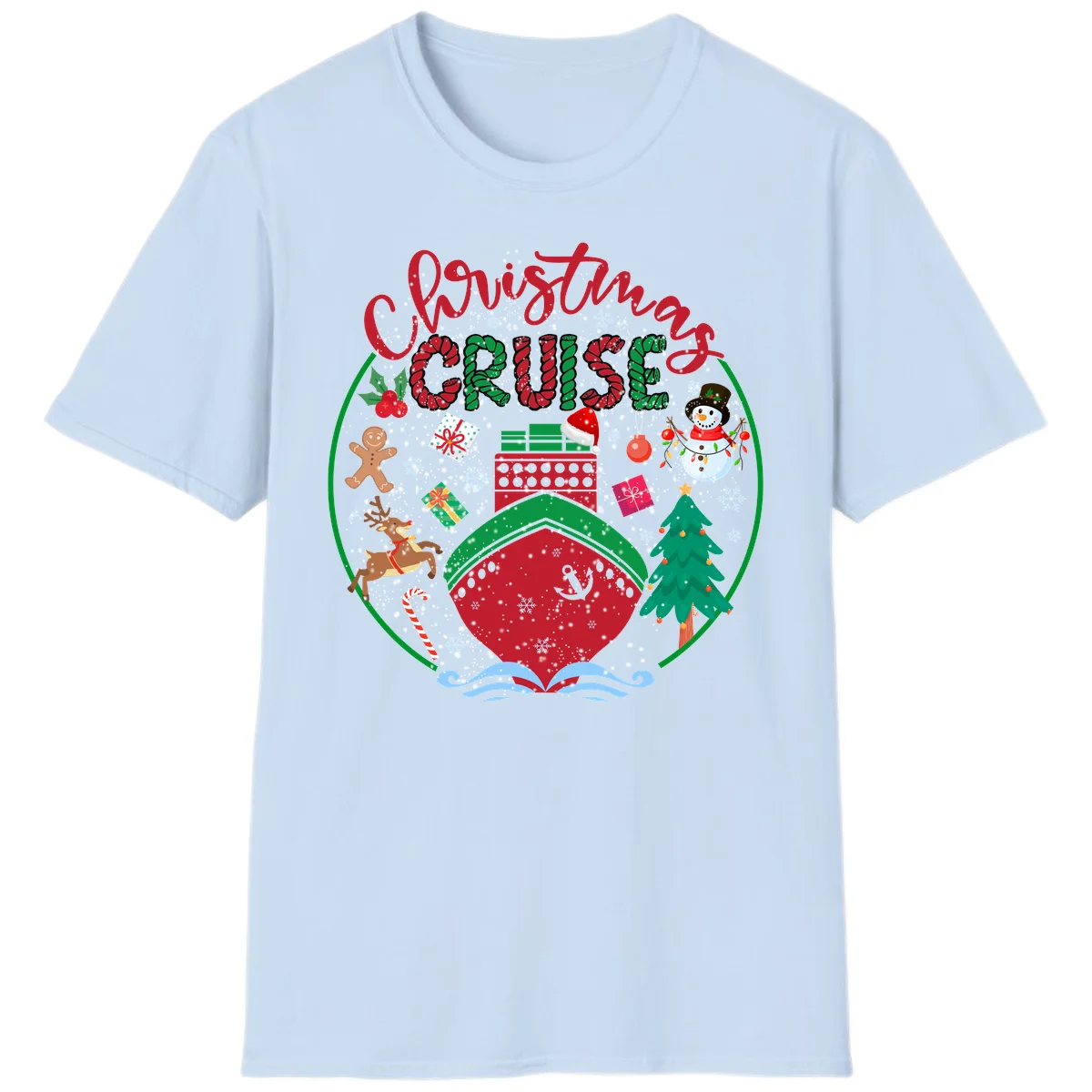 Cruising Cheer Holiday Christmas Vacation T-Shirt in Light Blue
