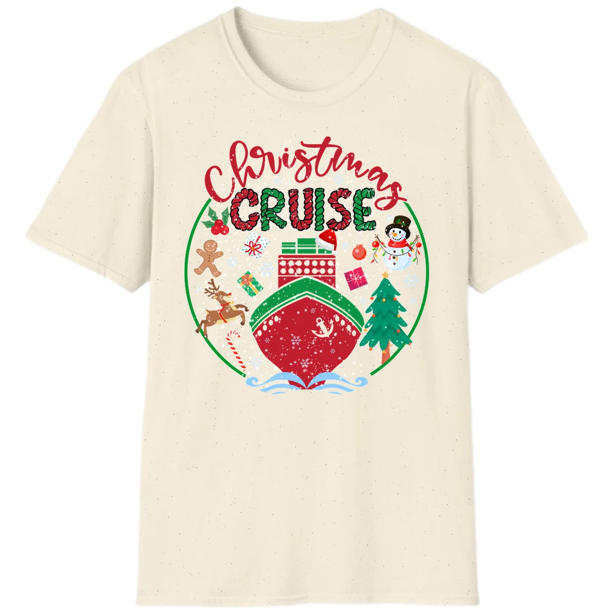 Cruising Cheer Holiday Christmas Vacation T-Shirt in Natural