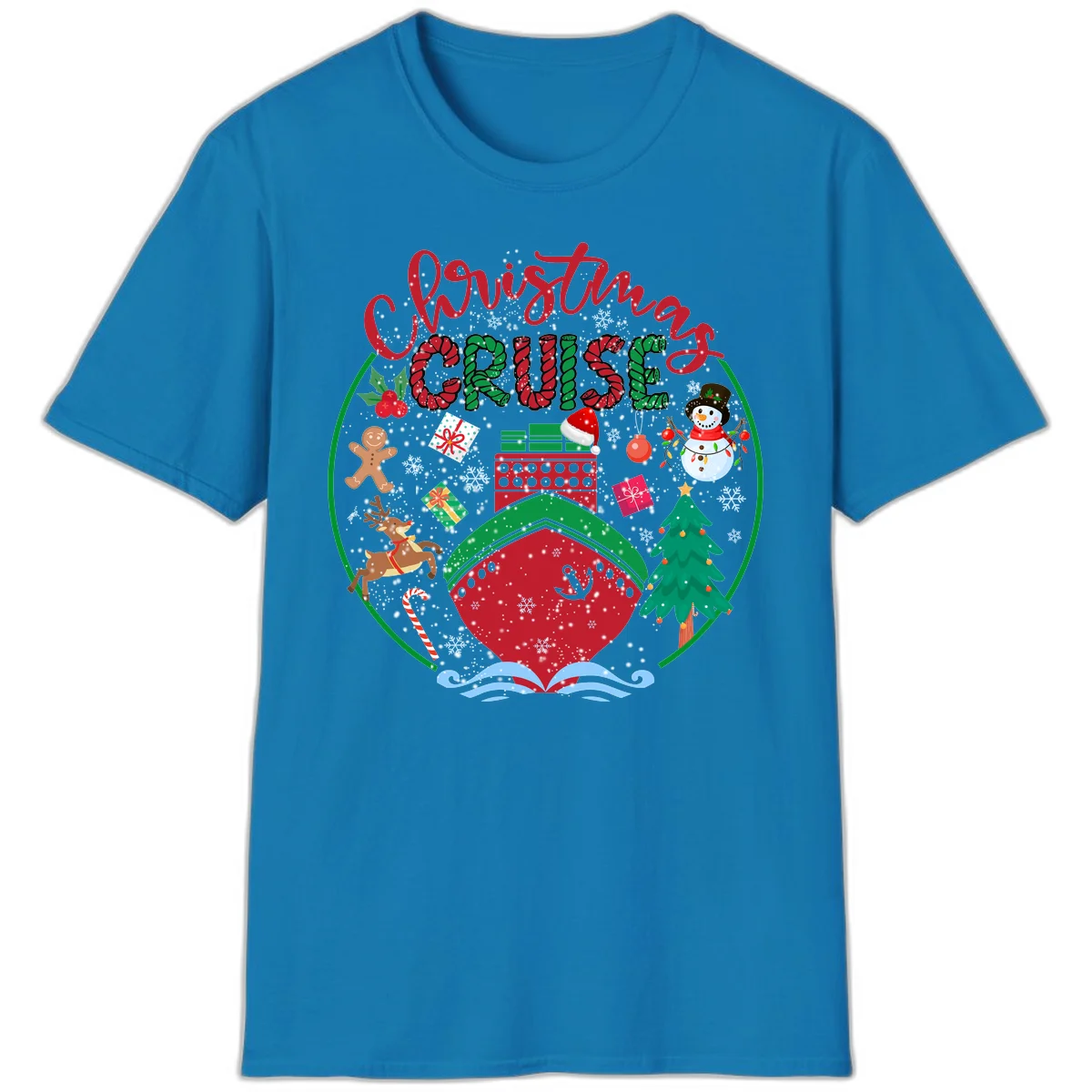 Cruising Cheer Holiday Christmas Vacation T-Shirt in Sapphire