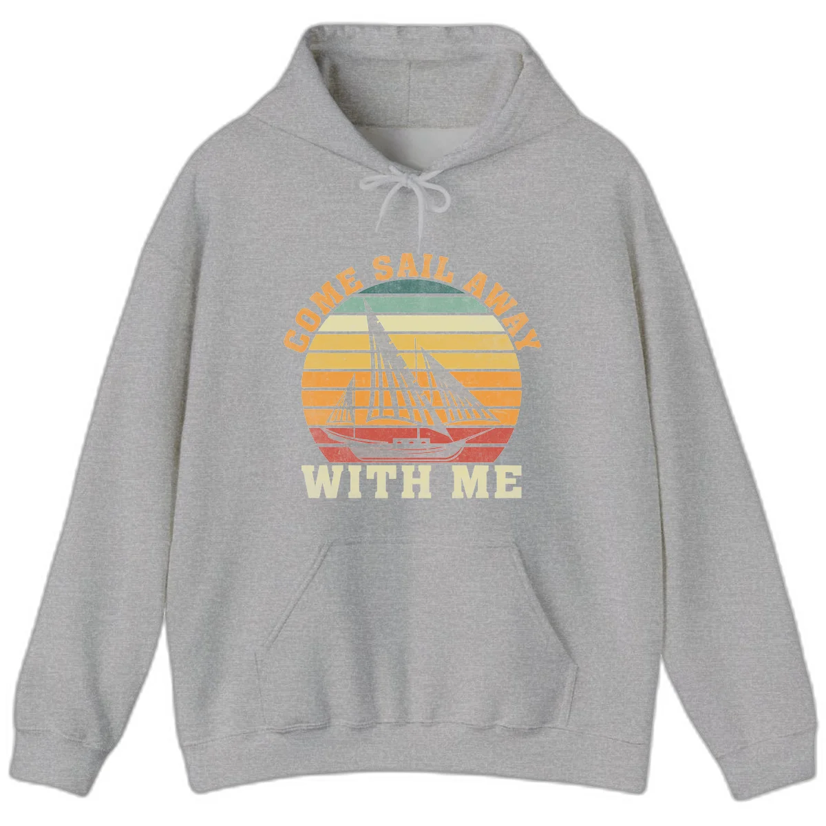 Come Sail Away With Me Retro Sailing Hoodie in Sport Grey