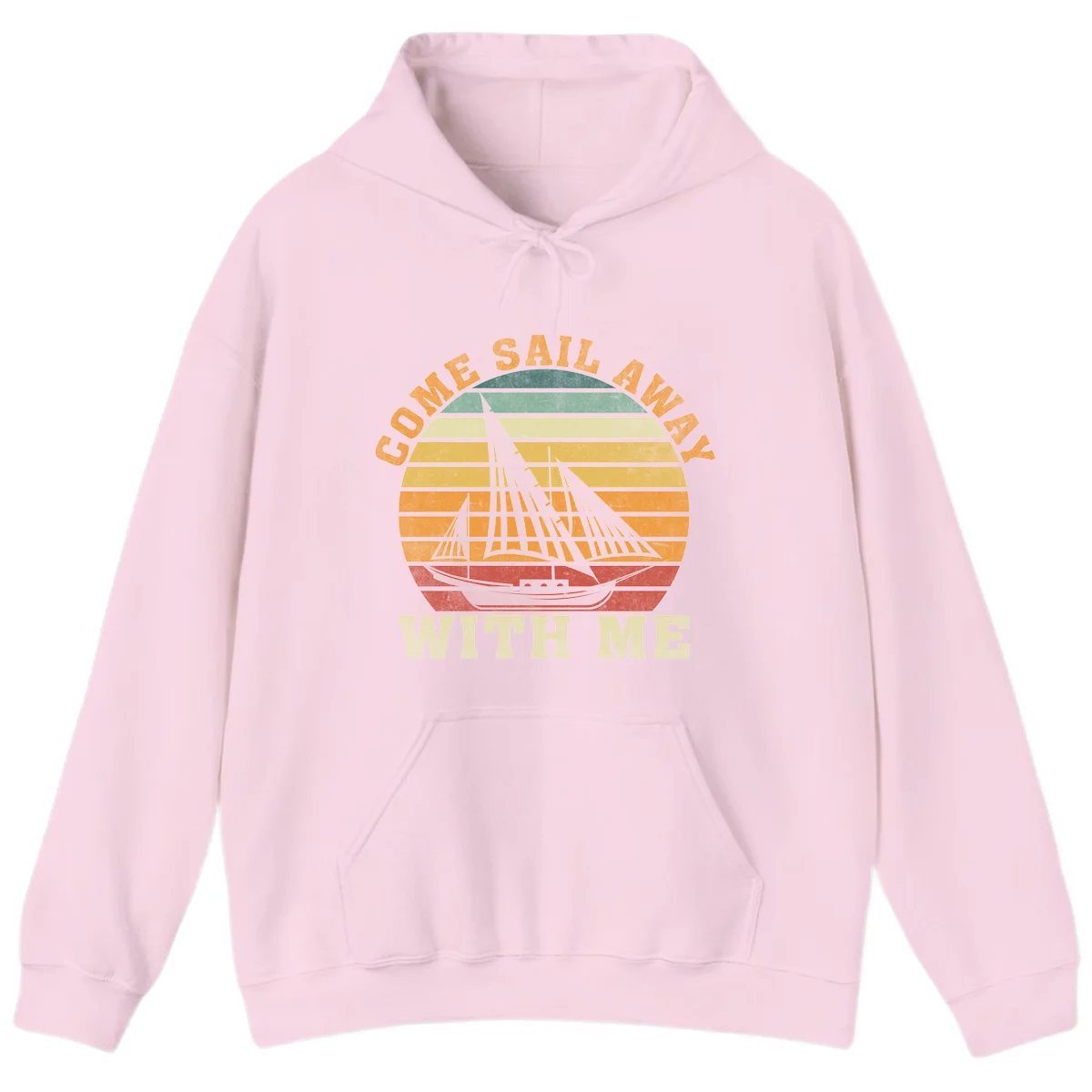 Come Sail Away With Me Retro Sailing Hoodie in Light Pink