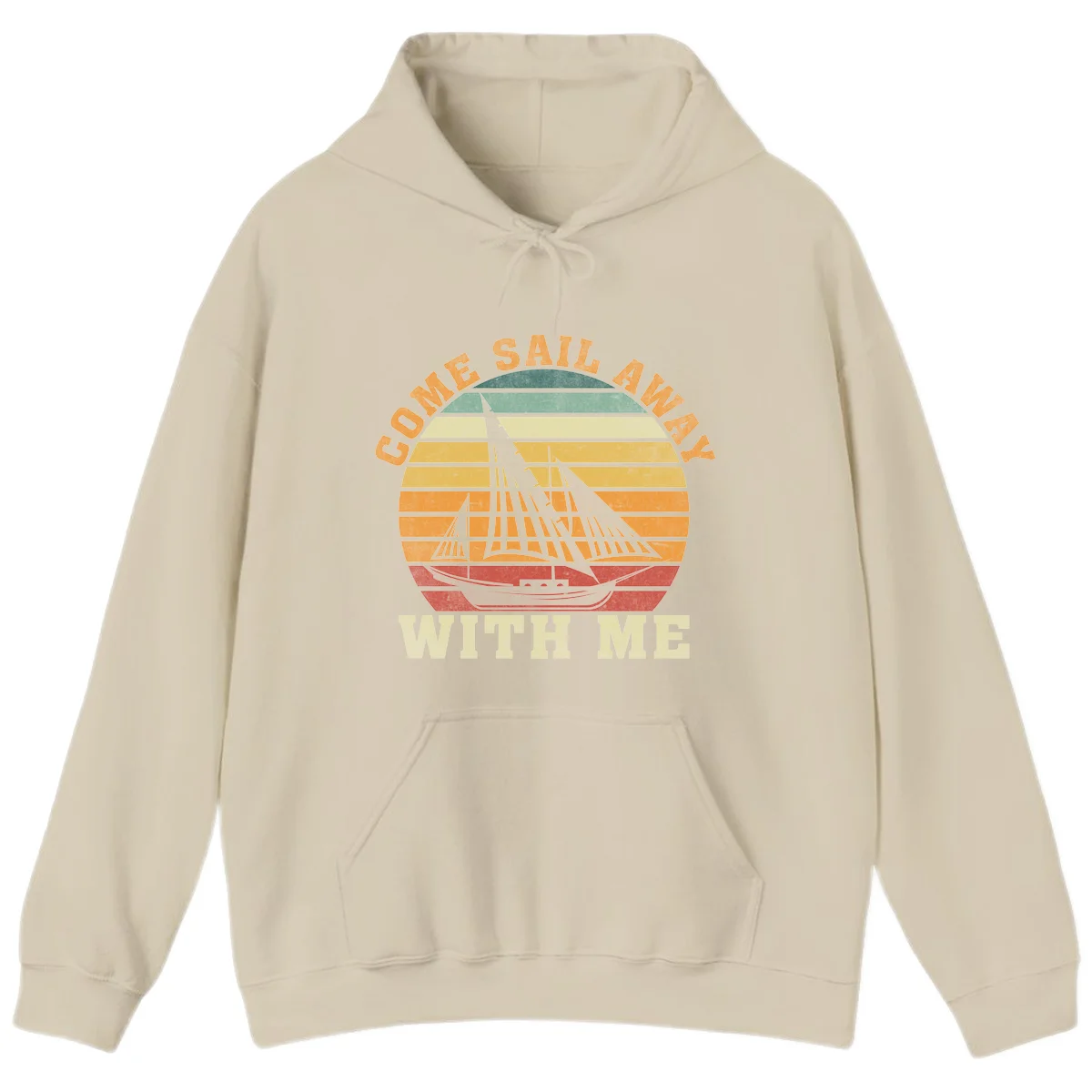 Come Sail Away With Me Retro Sailing Hoodie in Sand
