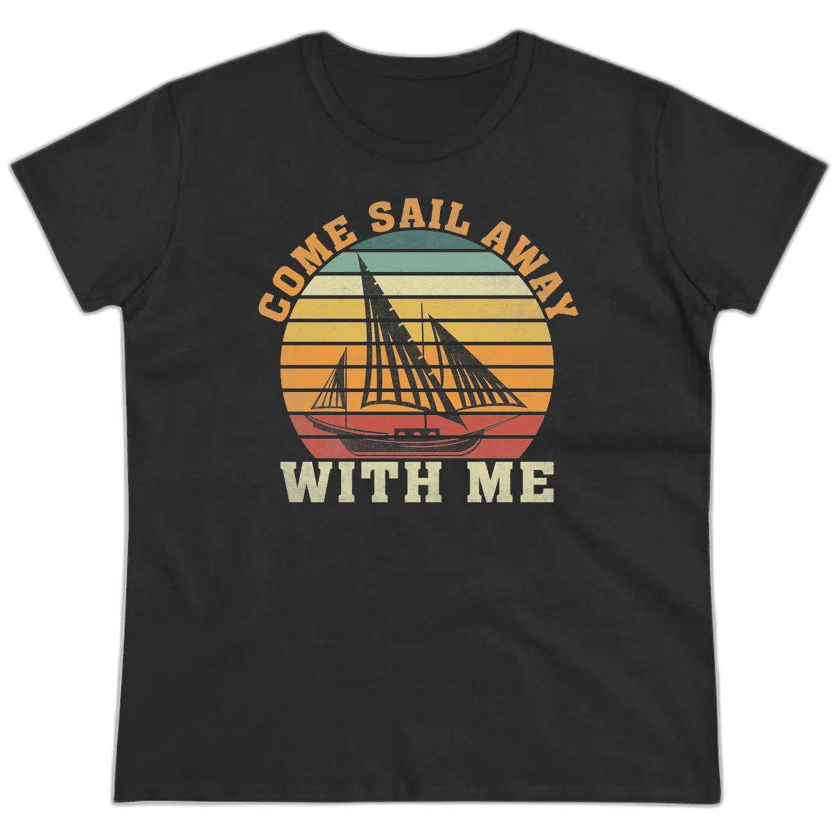 Come Sail Away With Me Ladies Cruise Tee in Black