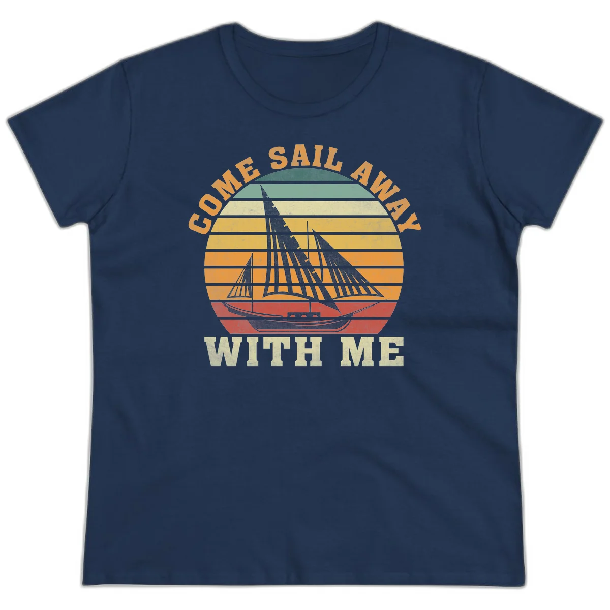 Come Sail Away With Me Ladies Cruise Tee in Navy