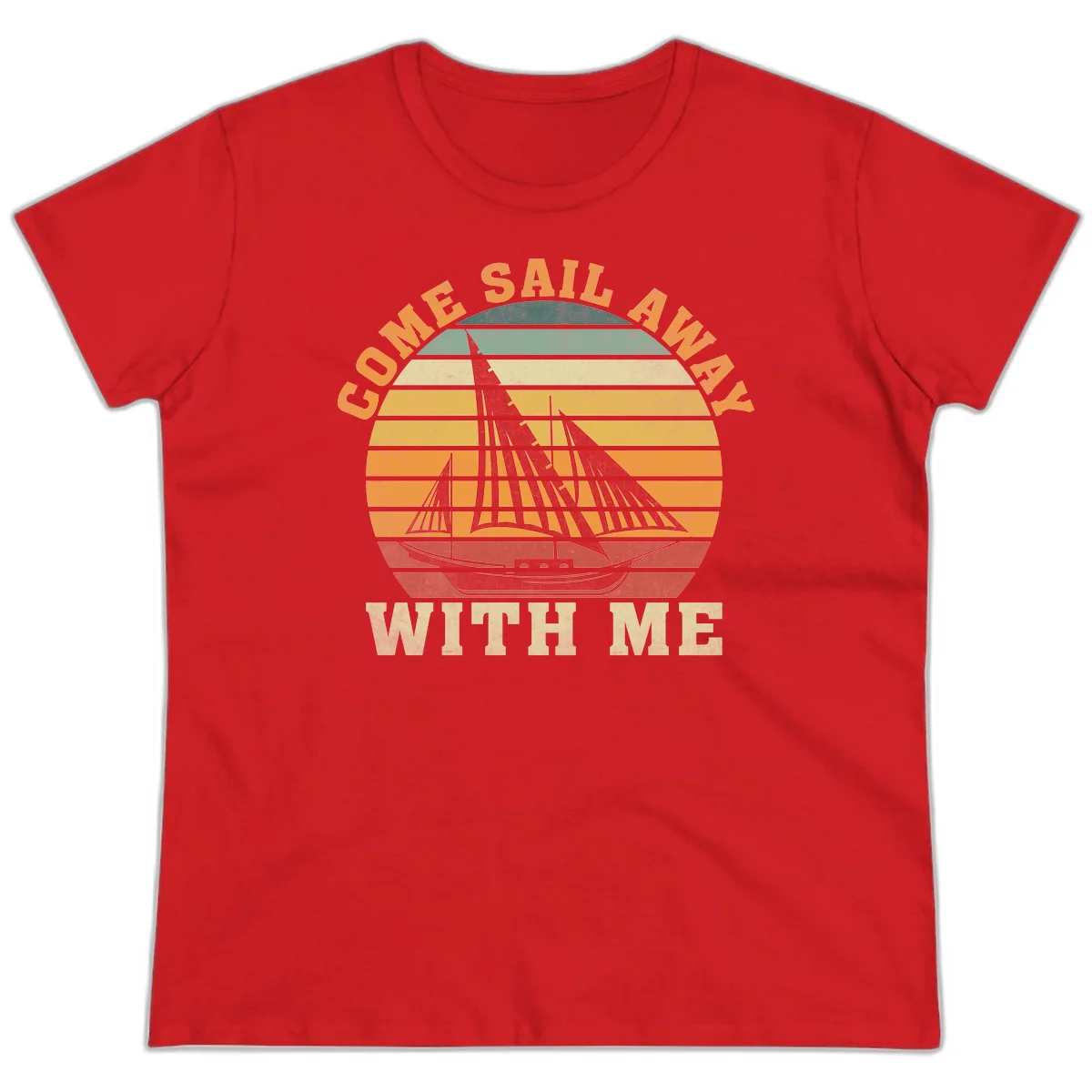 Come Sail Away With Me Ladies Cruise Tee in Red