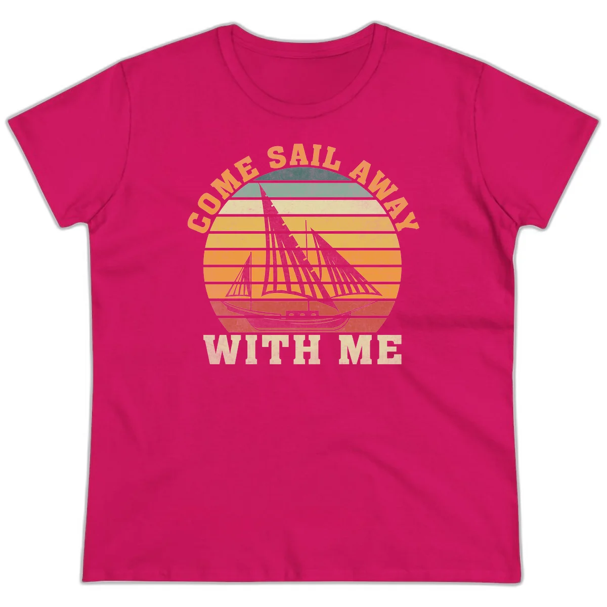Come Sail Away With Me Ladies Cruise Tee in Heliconia
