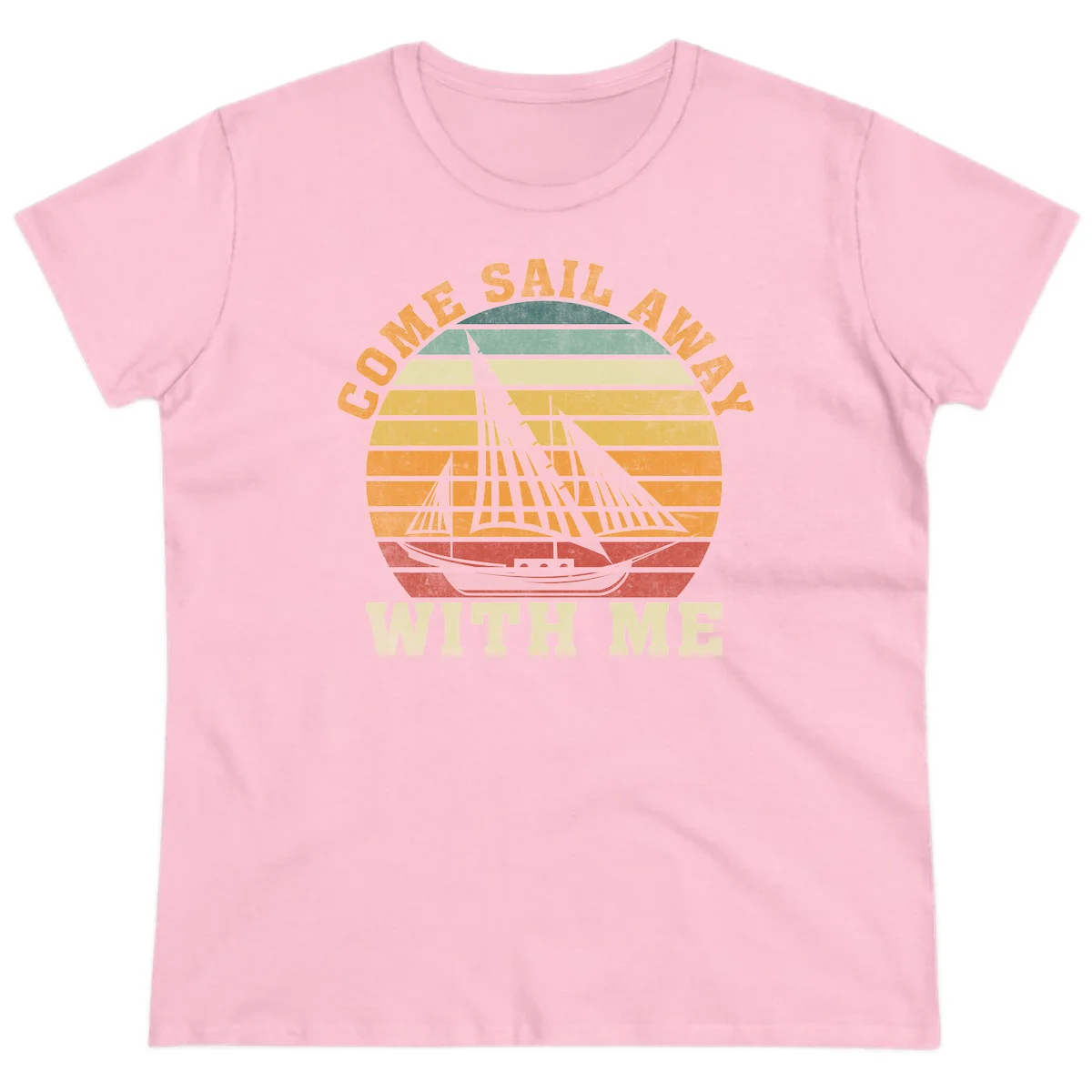 Come Sail Away With Me Ladies Cruise Tee in Light Pink