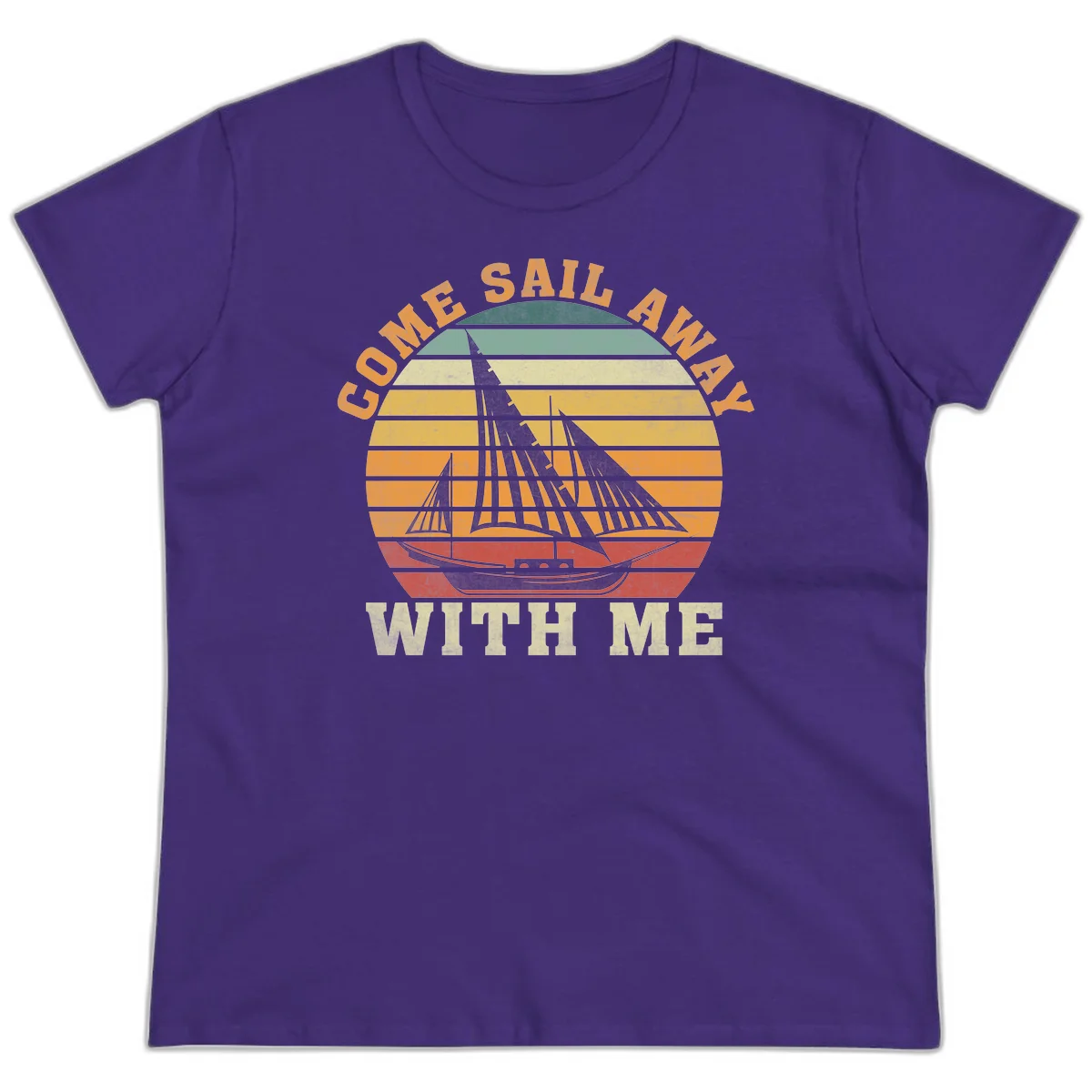 Come Sail Away With Me Ladies Cruise Tee in Purple