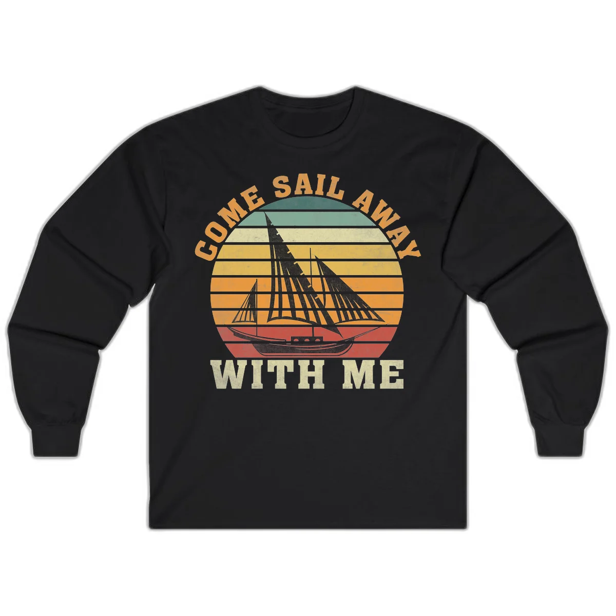 Come Sail Away With Me Vintage Long Sleeve Tee in Black