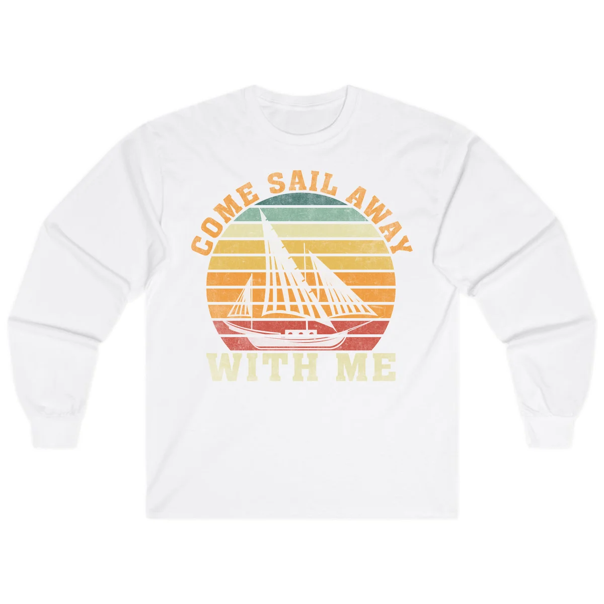 Come Sail Away With Me Vintage Long Sleeve Tee in White