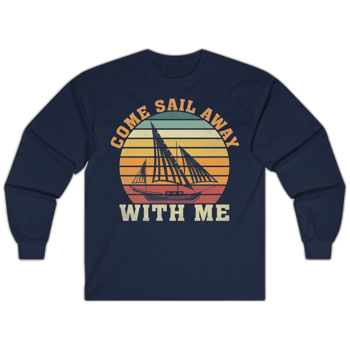 Come Sail Away With Me Vintage Long Sleeve Tee in Navy