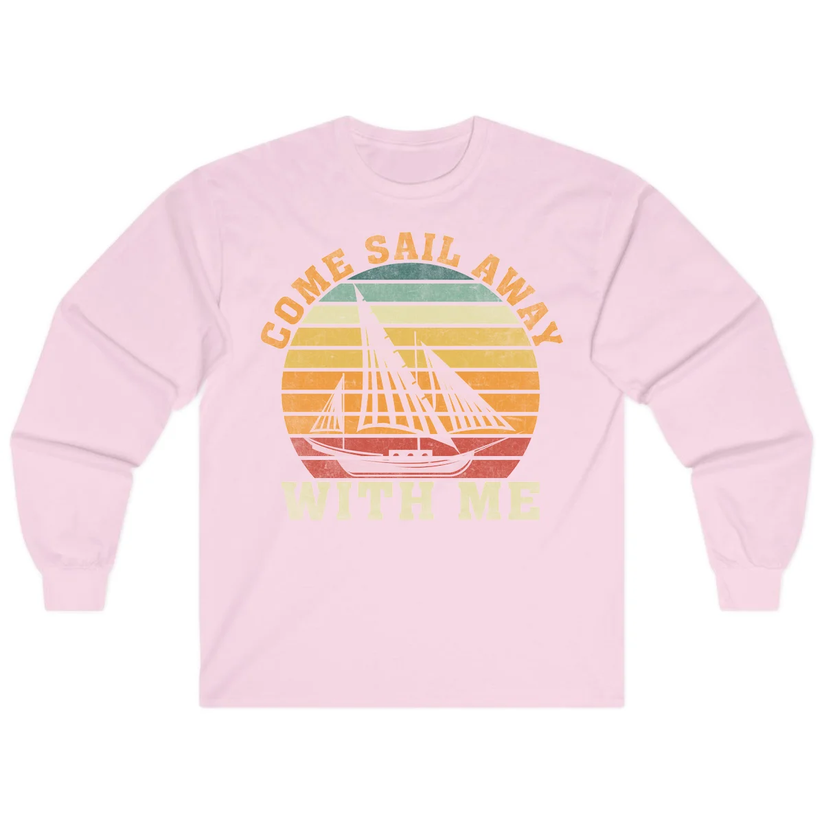 Come Sail Away With Me Vintage Long Sleeve Tee in Light Pink