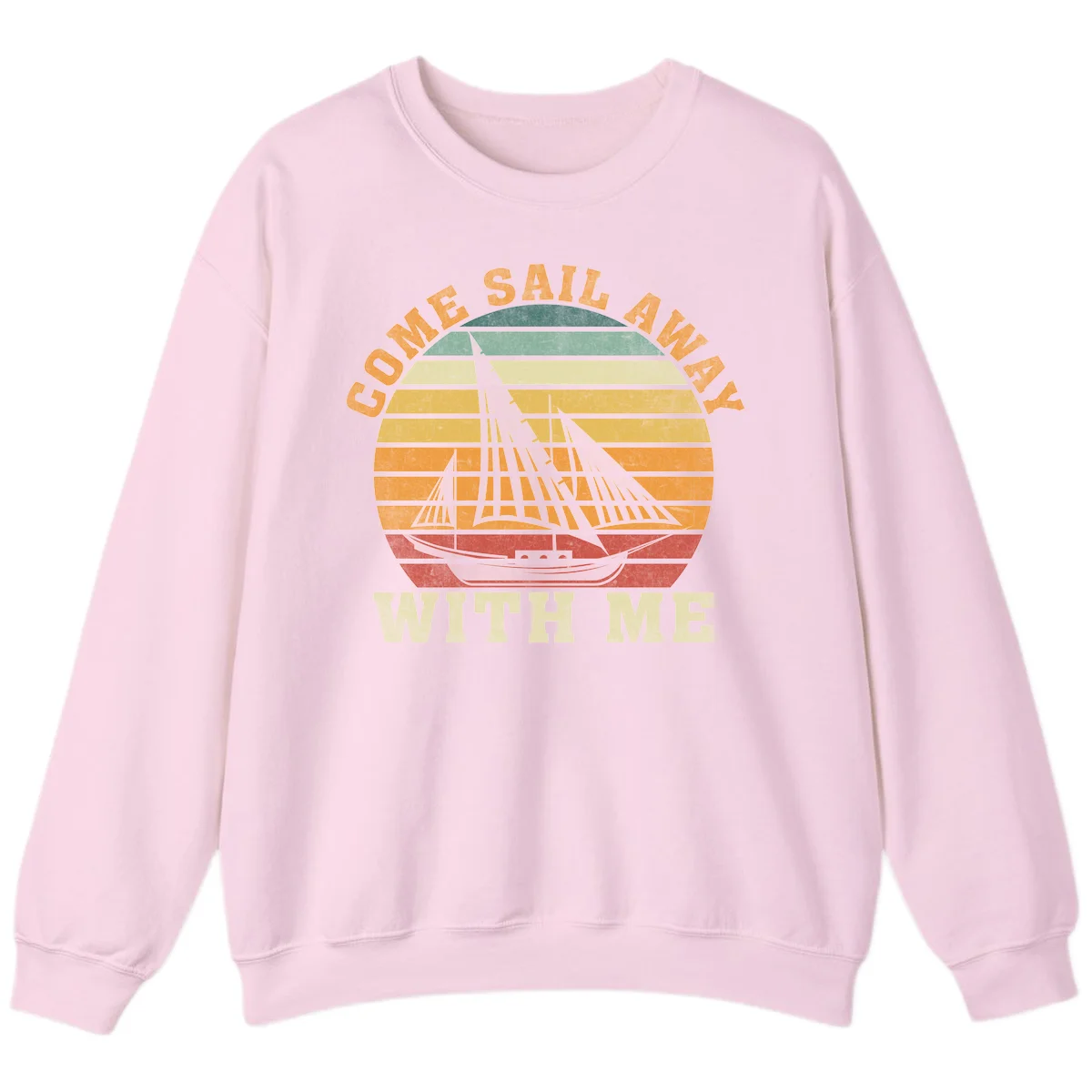 Come Sail Away With Me Vintage Cruise Sweatshirt in Light Pink