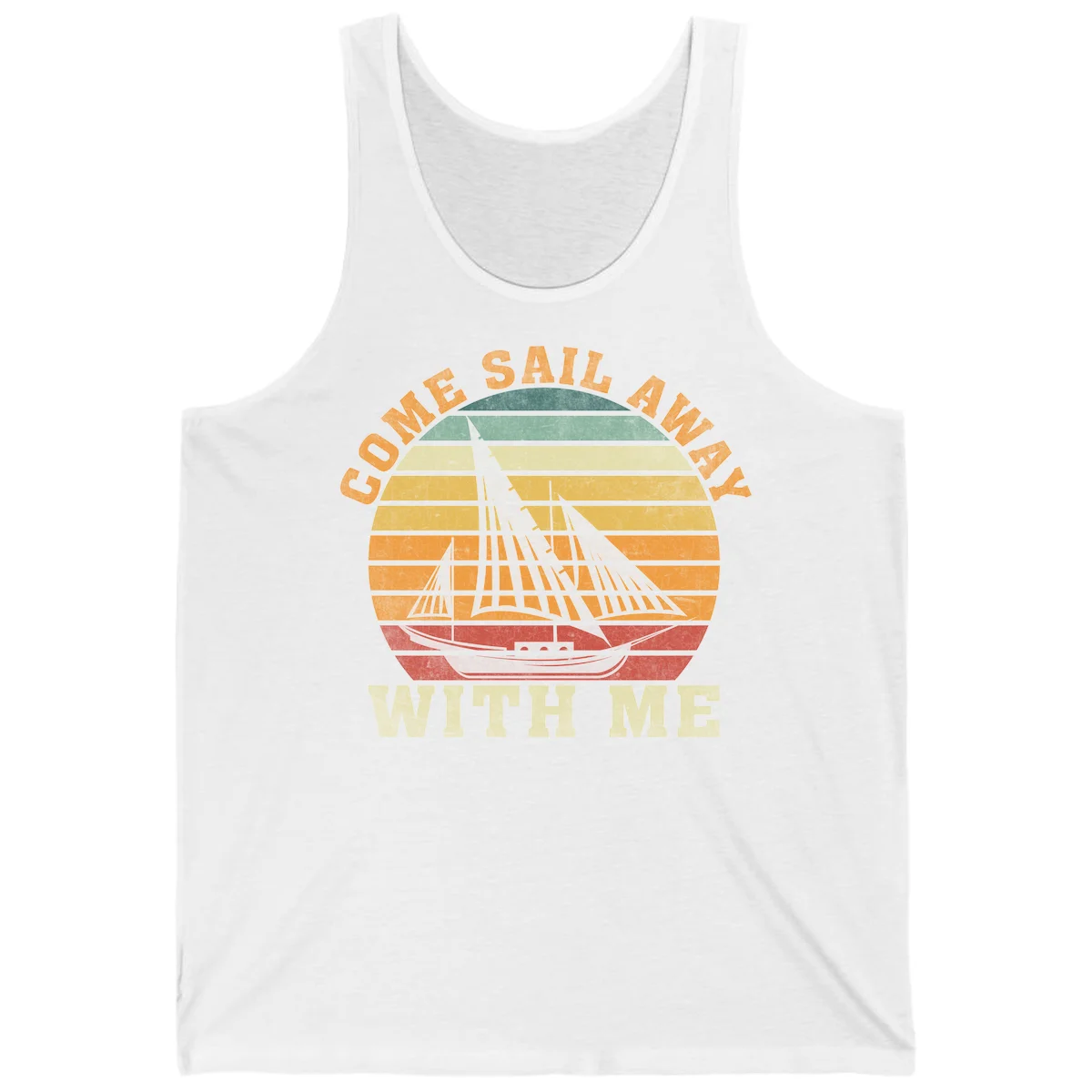Come Sail Away With Me Vintage Cruise Tank Top in White