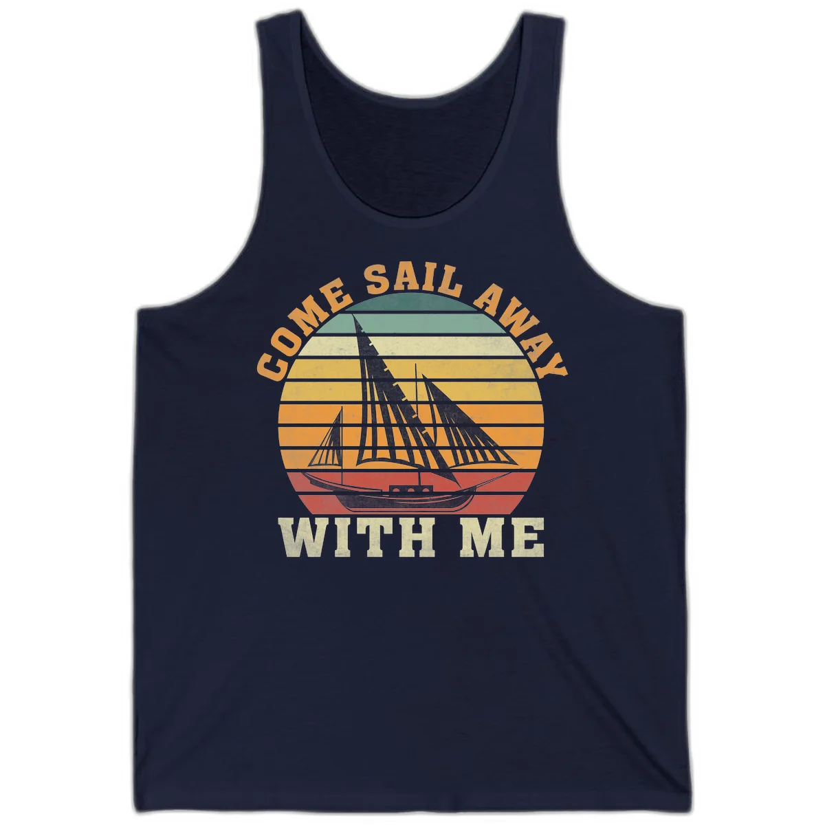 Come Sail Away With Me Vintage Cruise Tank Top in Navy