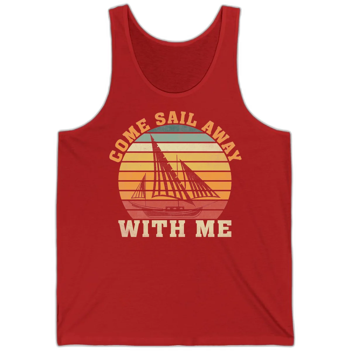 Come Sail Away With Me Vintage Cruise Tank Top in Red