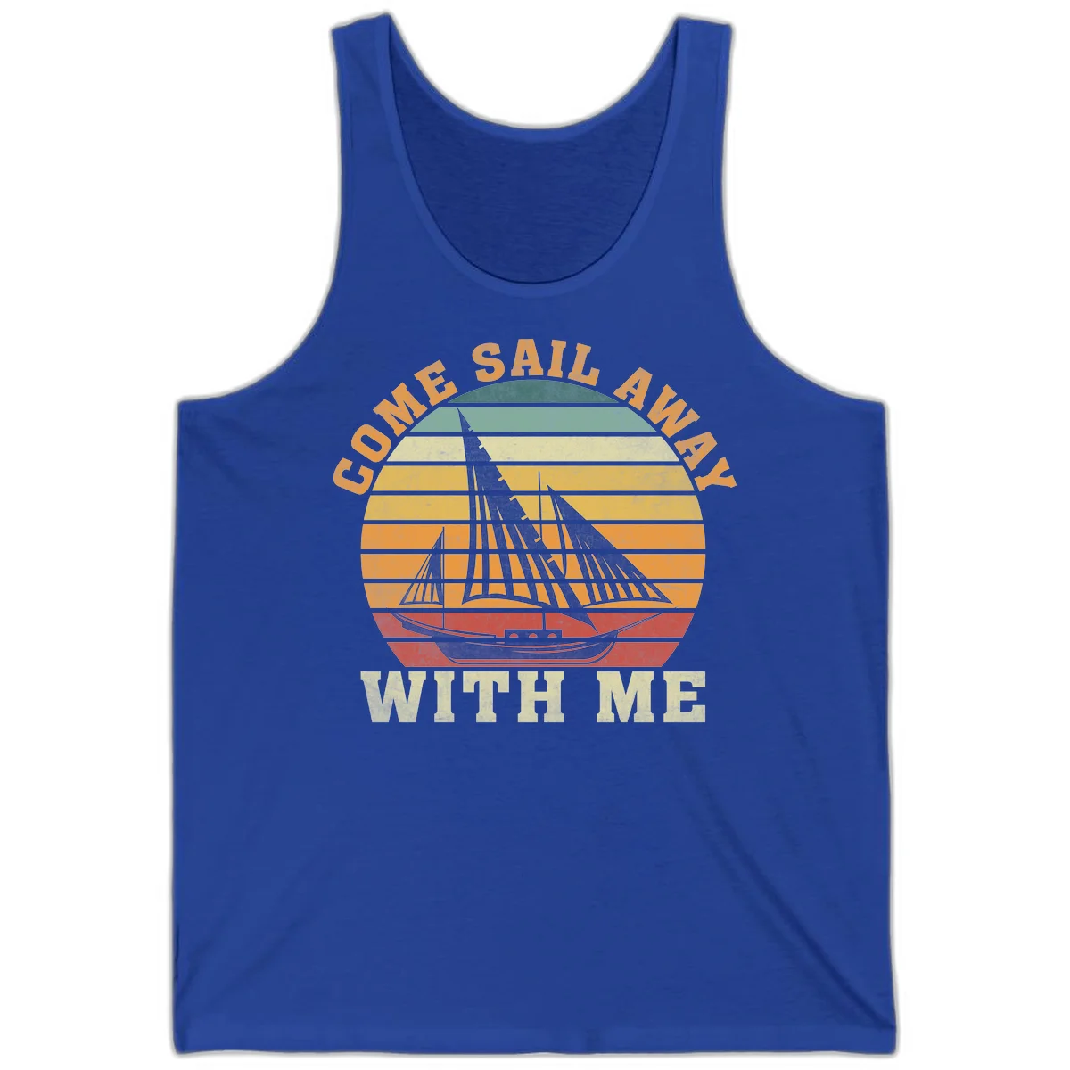Come Sail Away With Me Vintage Cruise Tank Top in True Royal