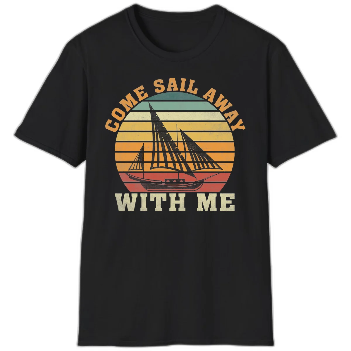 Come Sail Away With Me Vintage Cruise T-Shirt in Black
