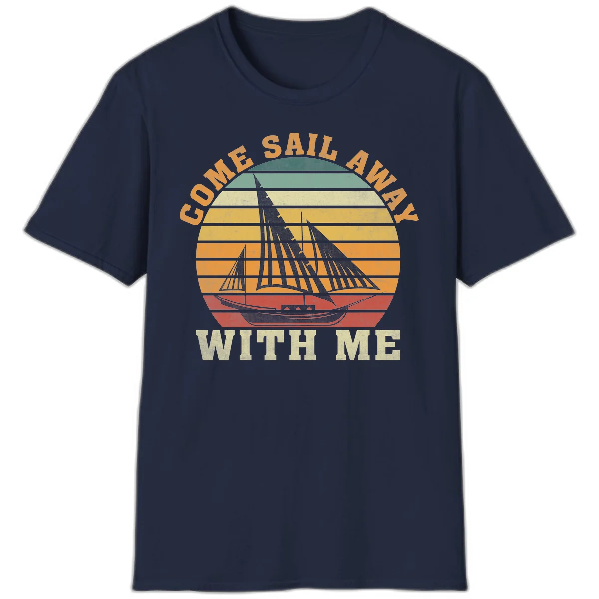 Come Sail Away With Me Vintage Cruise T-Shirt in Navy