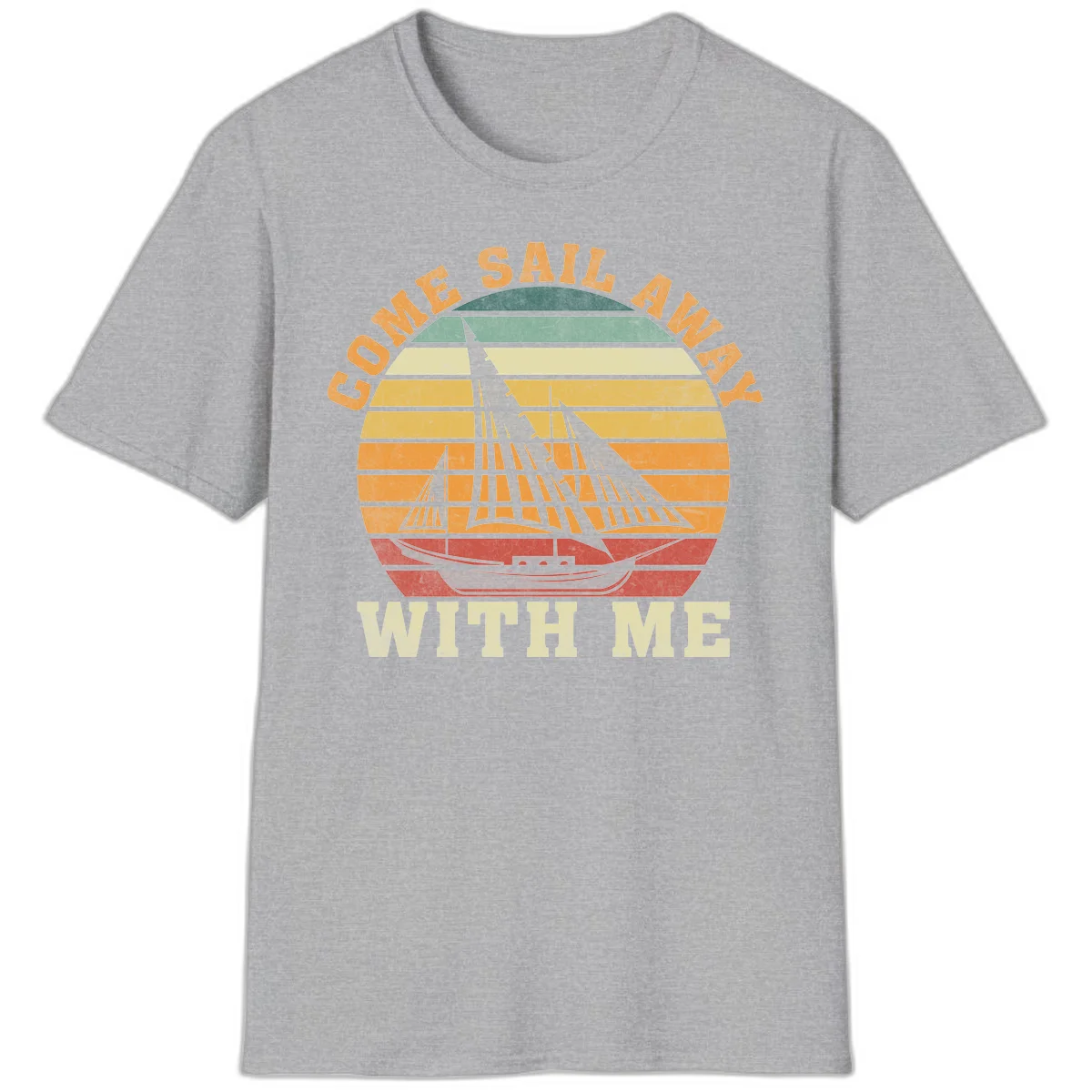 Come Sail Away With Me Vintage Cruise T-Shirt in Sport Grey