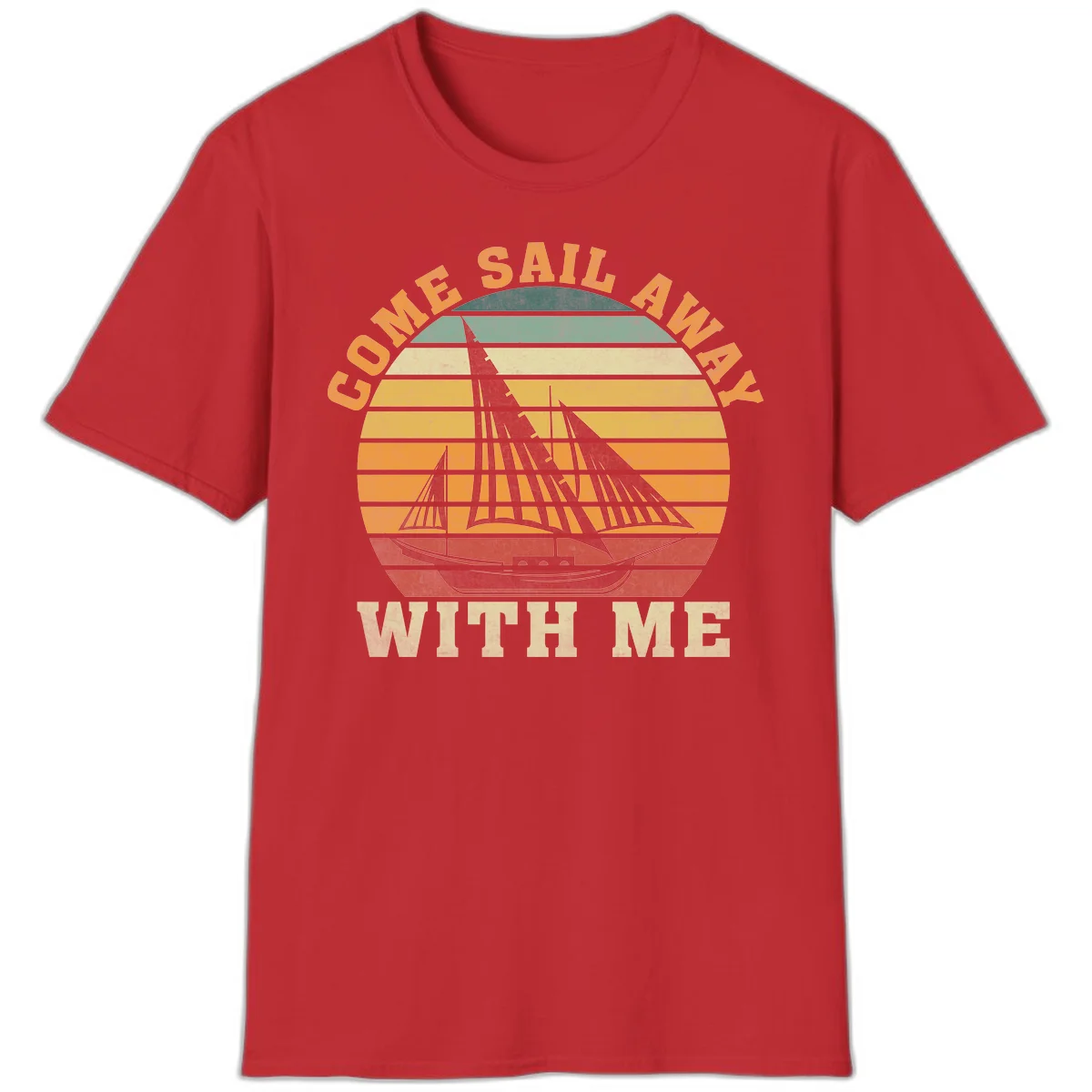 Come Sail Away With Me Vintage Cruise T-Shirt in Red