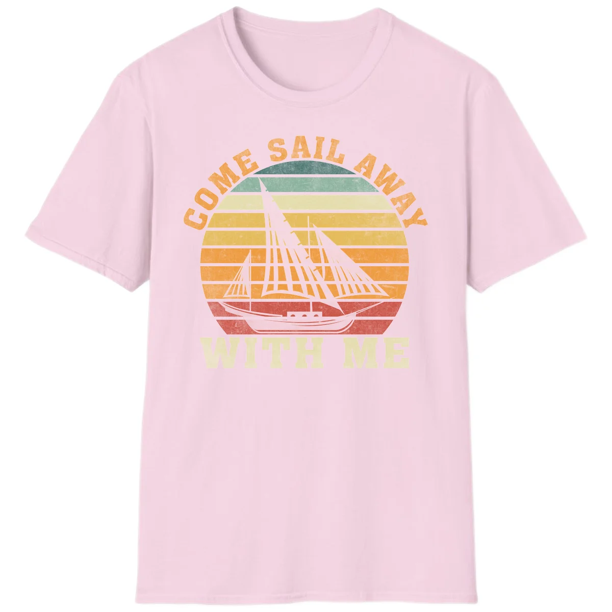 Come Sail Away With Me Vintage Cruise T-Shirt in Light Pink