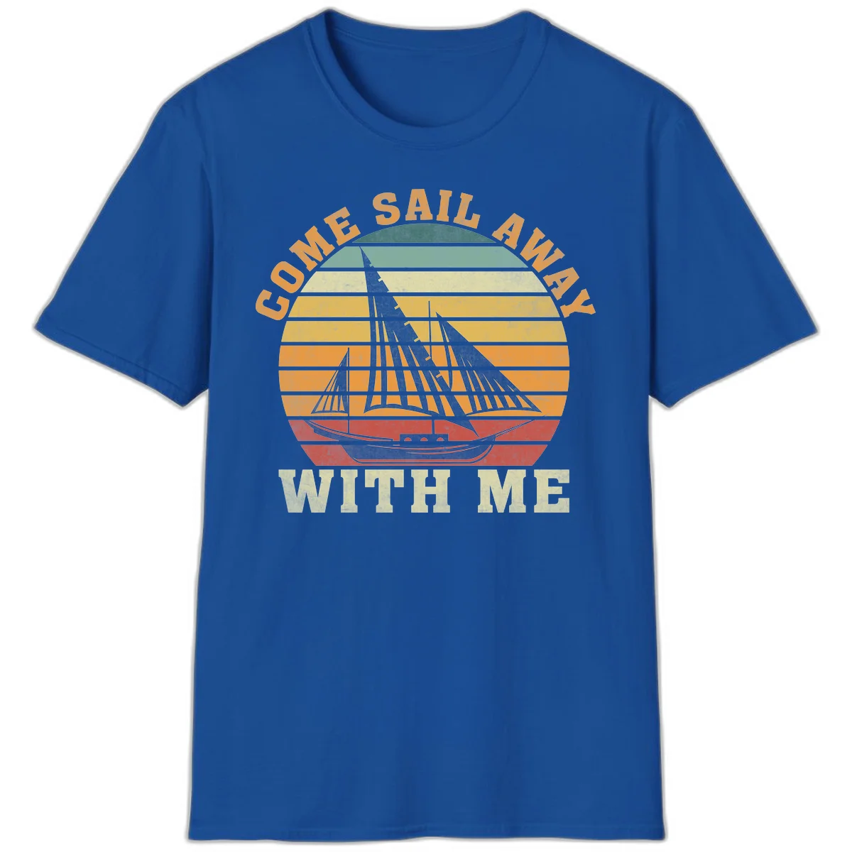 Come Sail Away With Me Vintage Cruise T-Shirt in Royal
