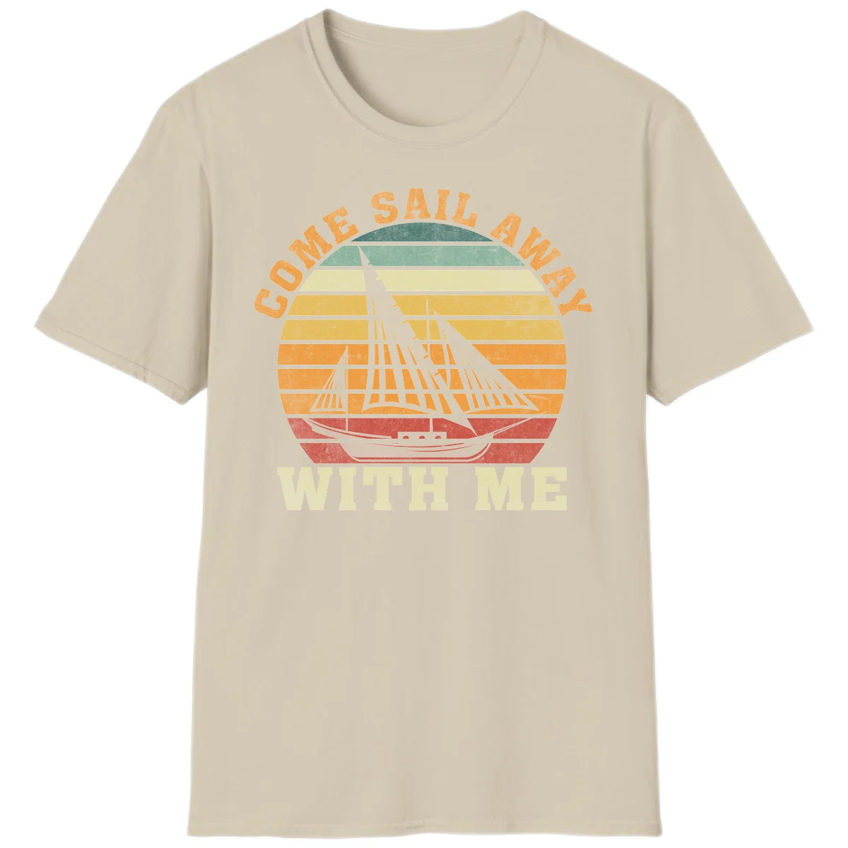 Come Sail Away With Me Vintage Cruise T-Shirt in Sand
