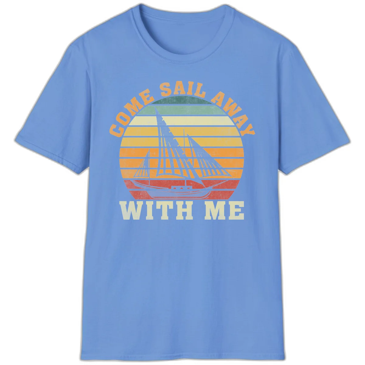 Come Sail Away With Me Vintage Cruise T-Shirt in Carolina Blue