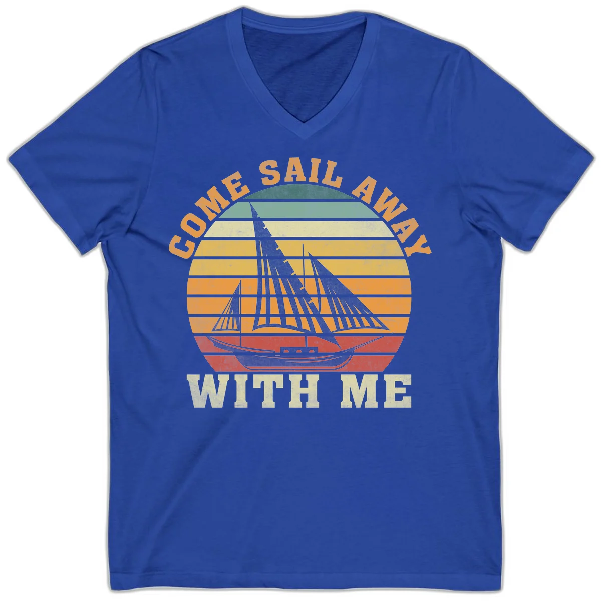Come Sail Away With Me Vintage V-Neck Tee in True Royal