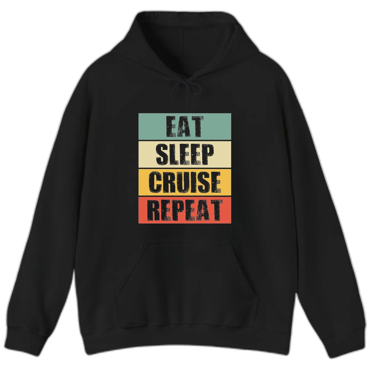 Eat Sleep Cruise Repeat Warm Vacation Hoodie in Black