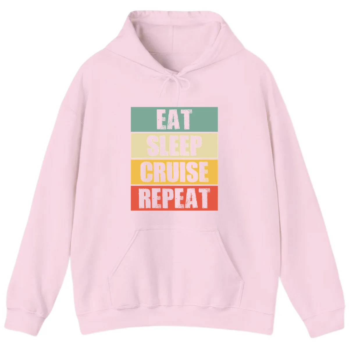 Eat Sleep Cruise Repeat Warm Vacation Hoodie in Light Pink