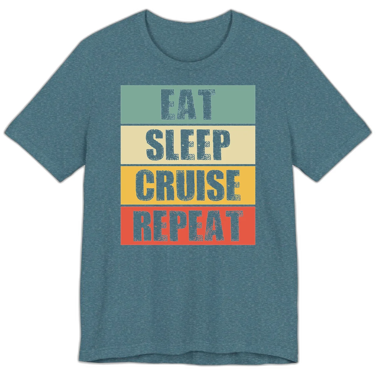 Eat Sleep Cruise Repeat Vacation Premium T-Shirt in Heather Deep Teal