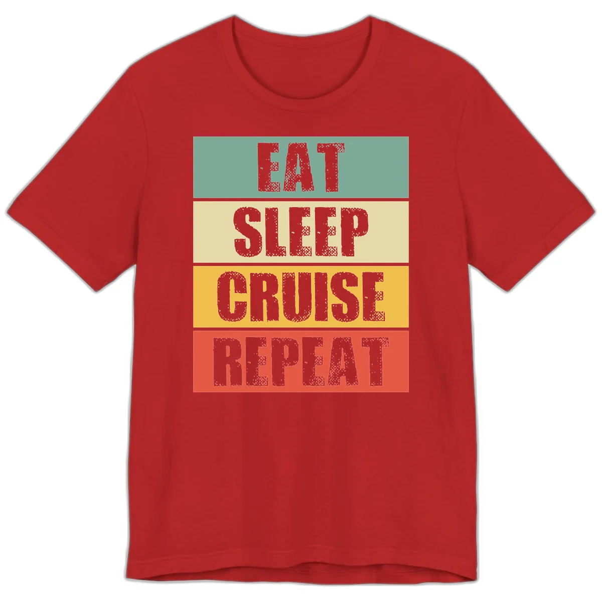 Eat Sleep Cruise Repeat Vacation Premium T-Shirt in Red