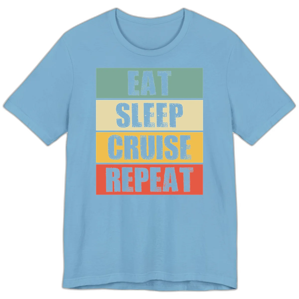 Eat Sleep Cruise Repeat Vacation Premium T-Shirt in Ocean Blue