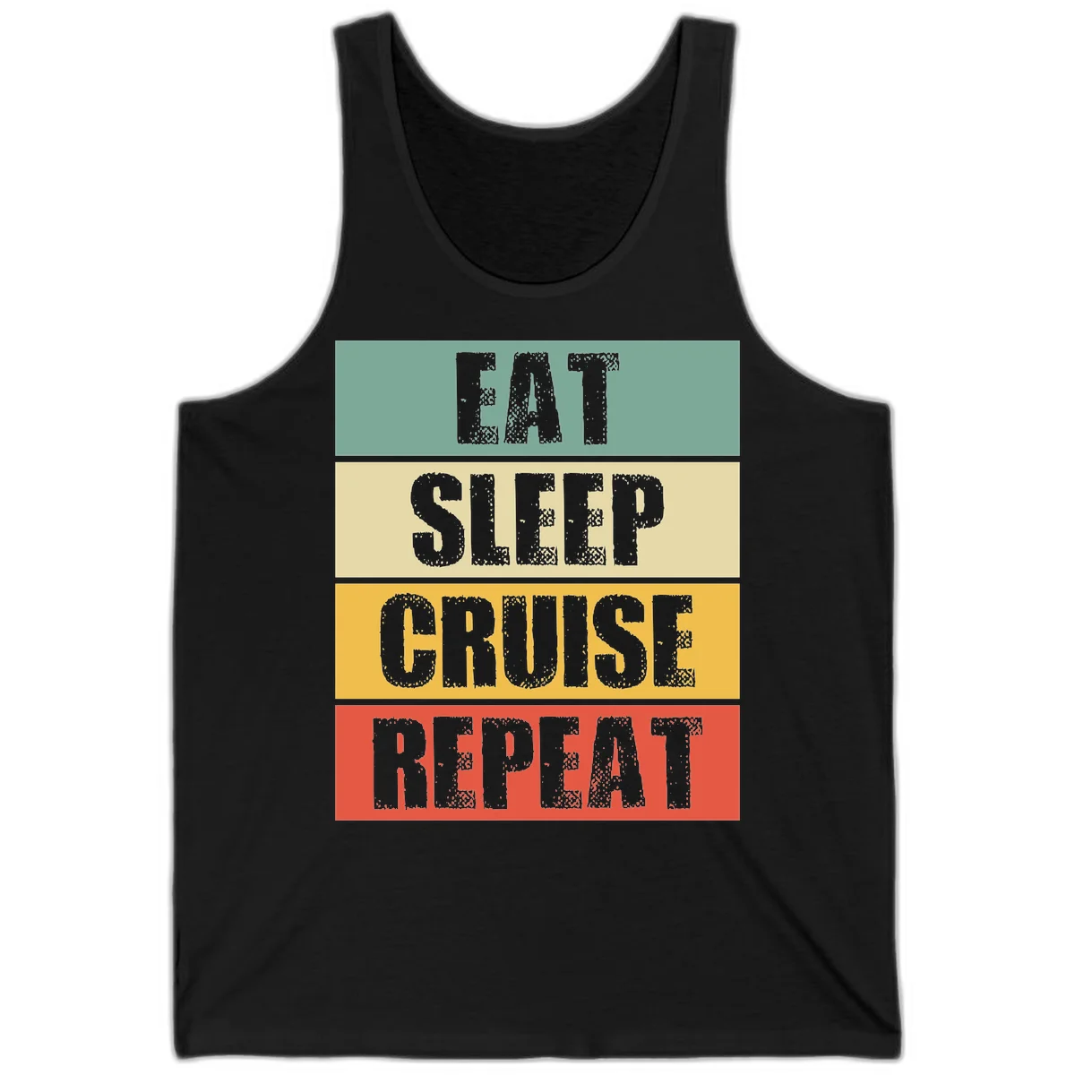Eat Sleep Cruise Repeat Summer Tank Top in Black
