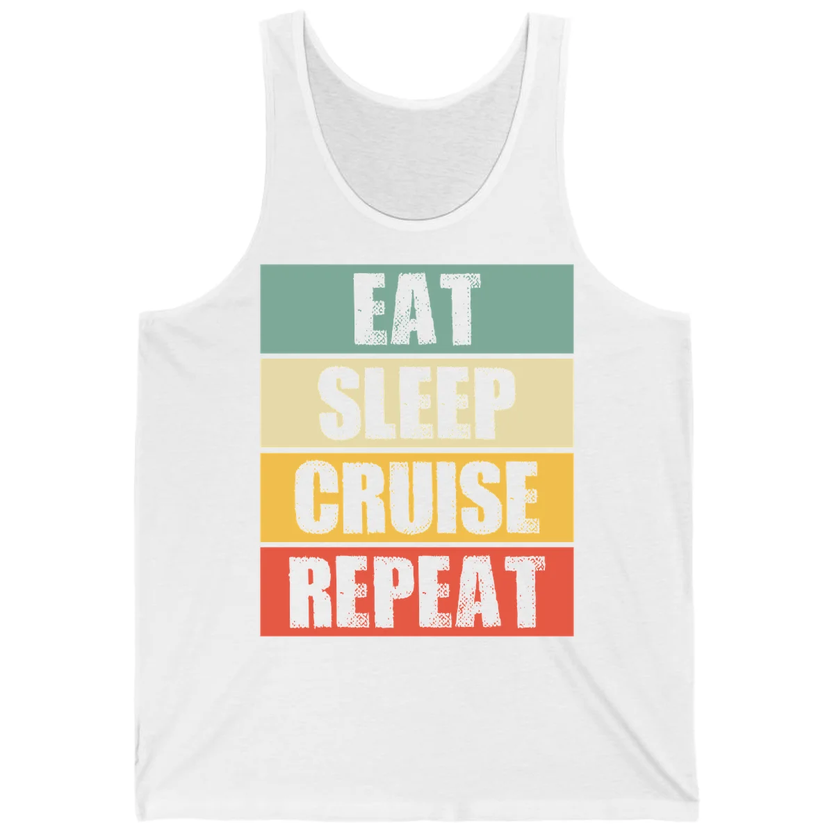 Eat Sleep Cruise Repeat Summer Tank Top in White