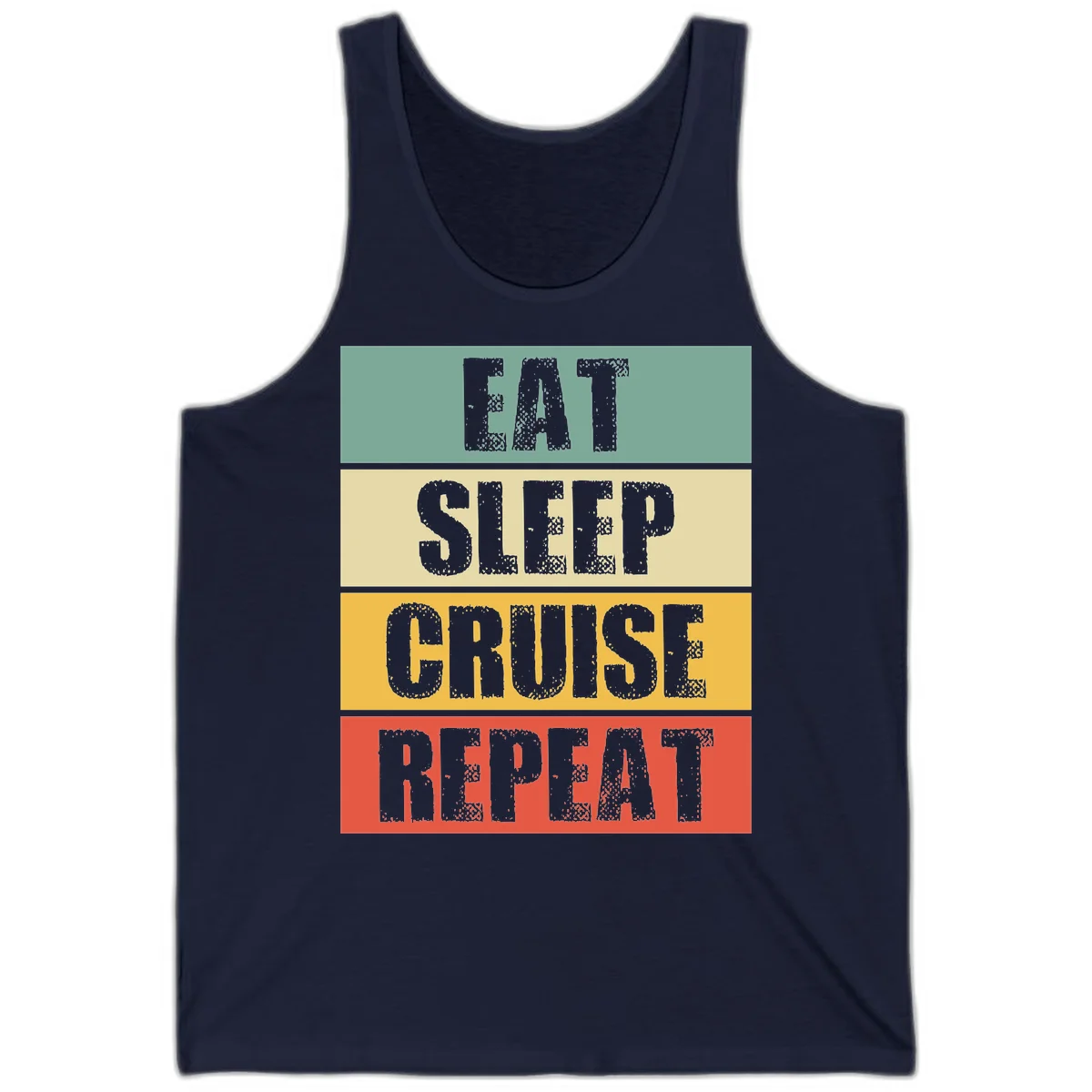 Eat Sleep Cruise Repeat Summer Tank Top in Navy