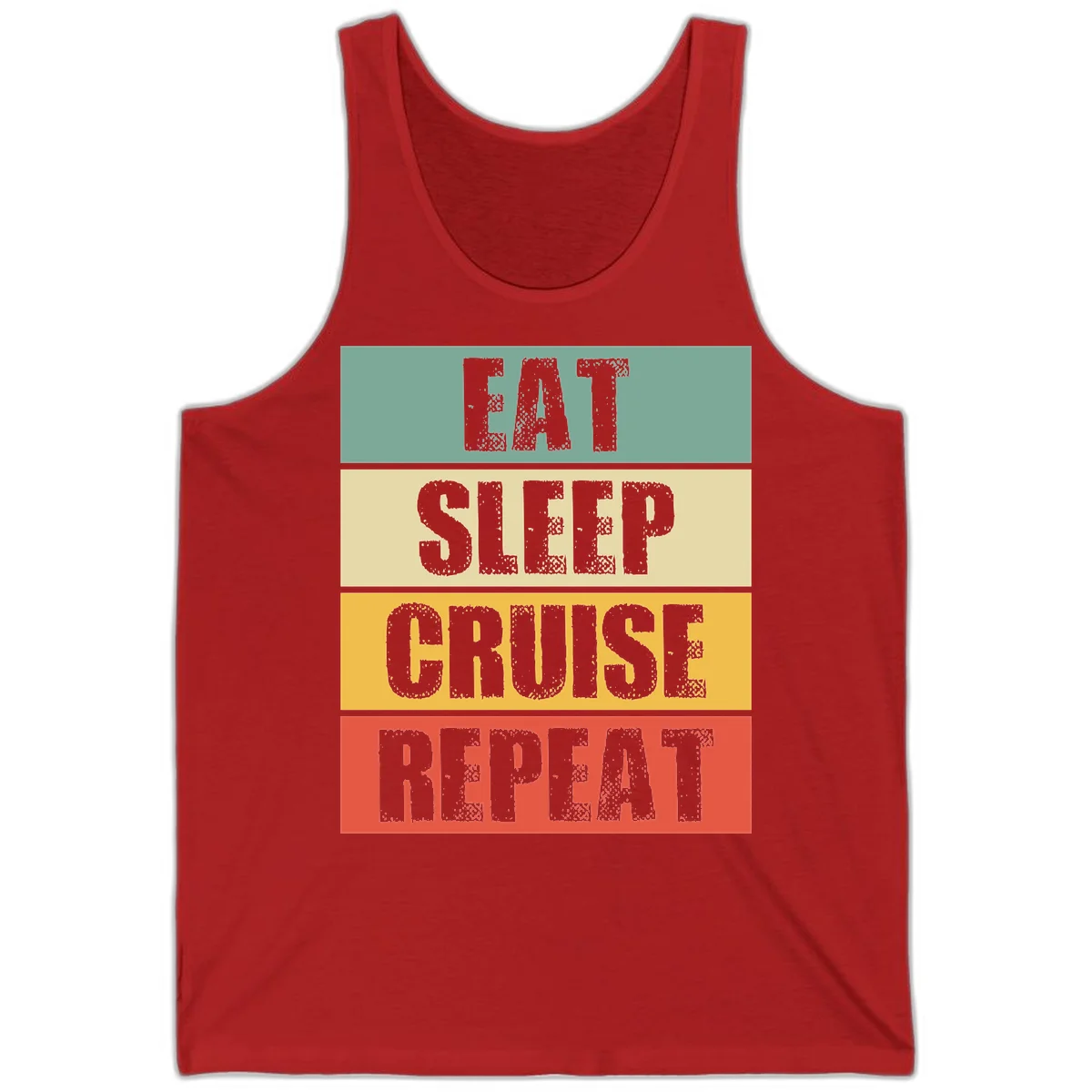 Eat Sleep Cruise Repeat Summer Tank Top in Red