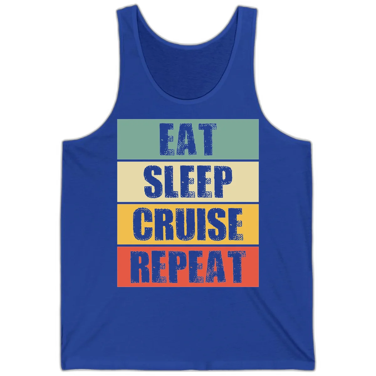 Eat Sleep Cruise Repeat Summer Tank Top in True Royal