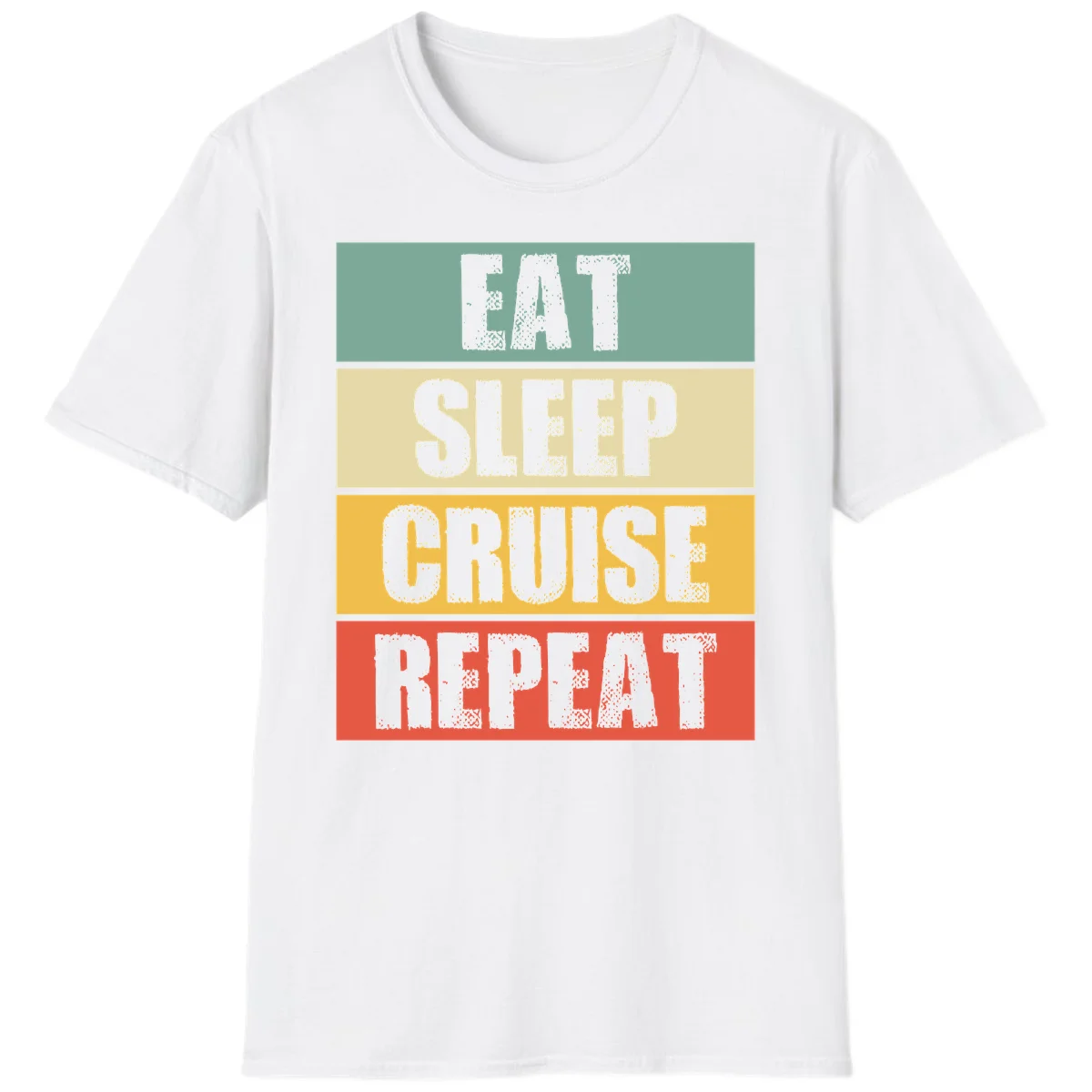 Eat Sleep Cruise Repeat Fun Vacation T-Shirt in White
