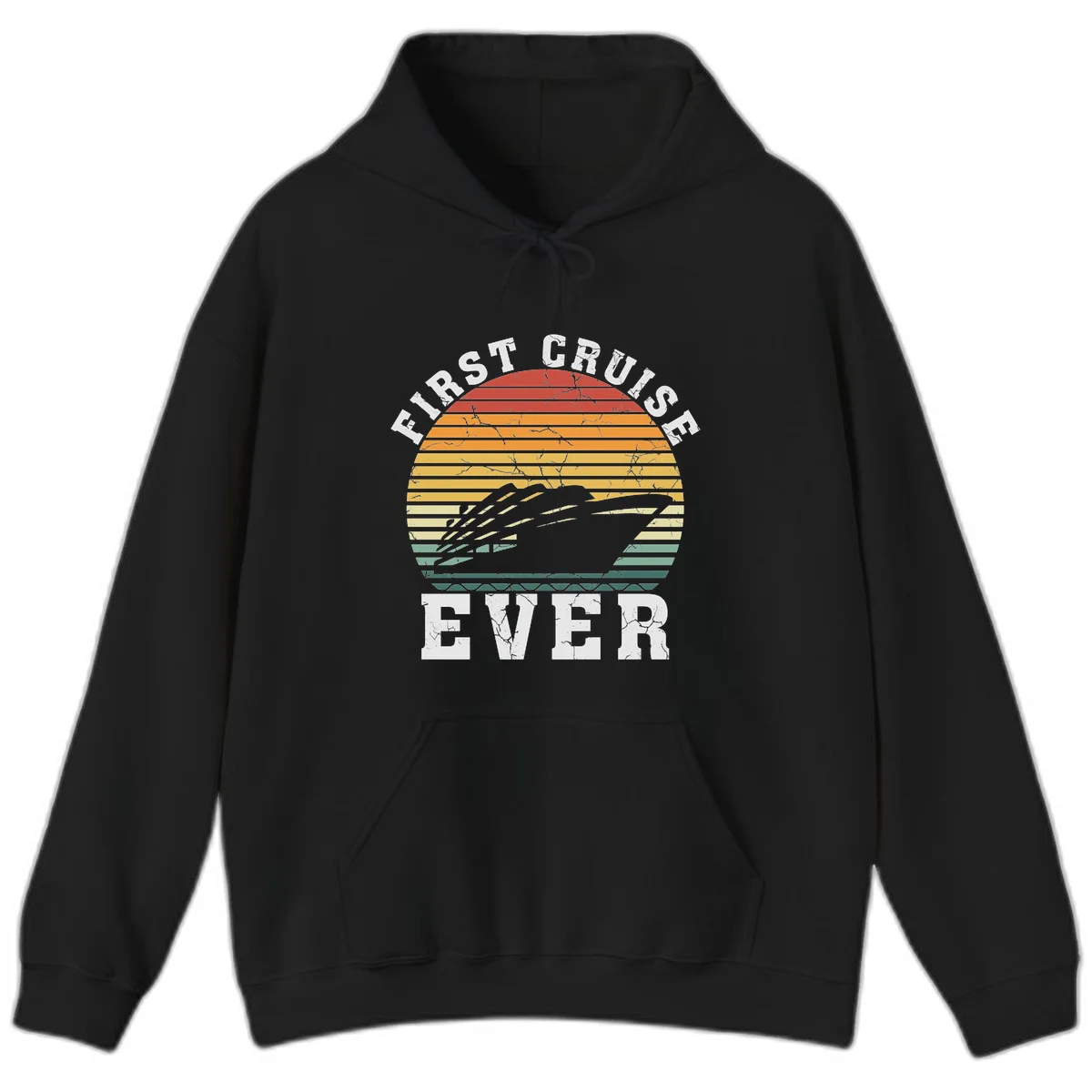 First Cruise Ever Retro Sunset Hoodie in Black