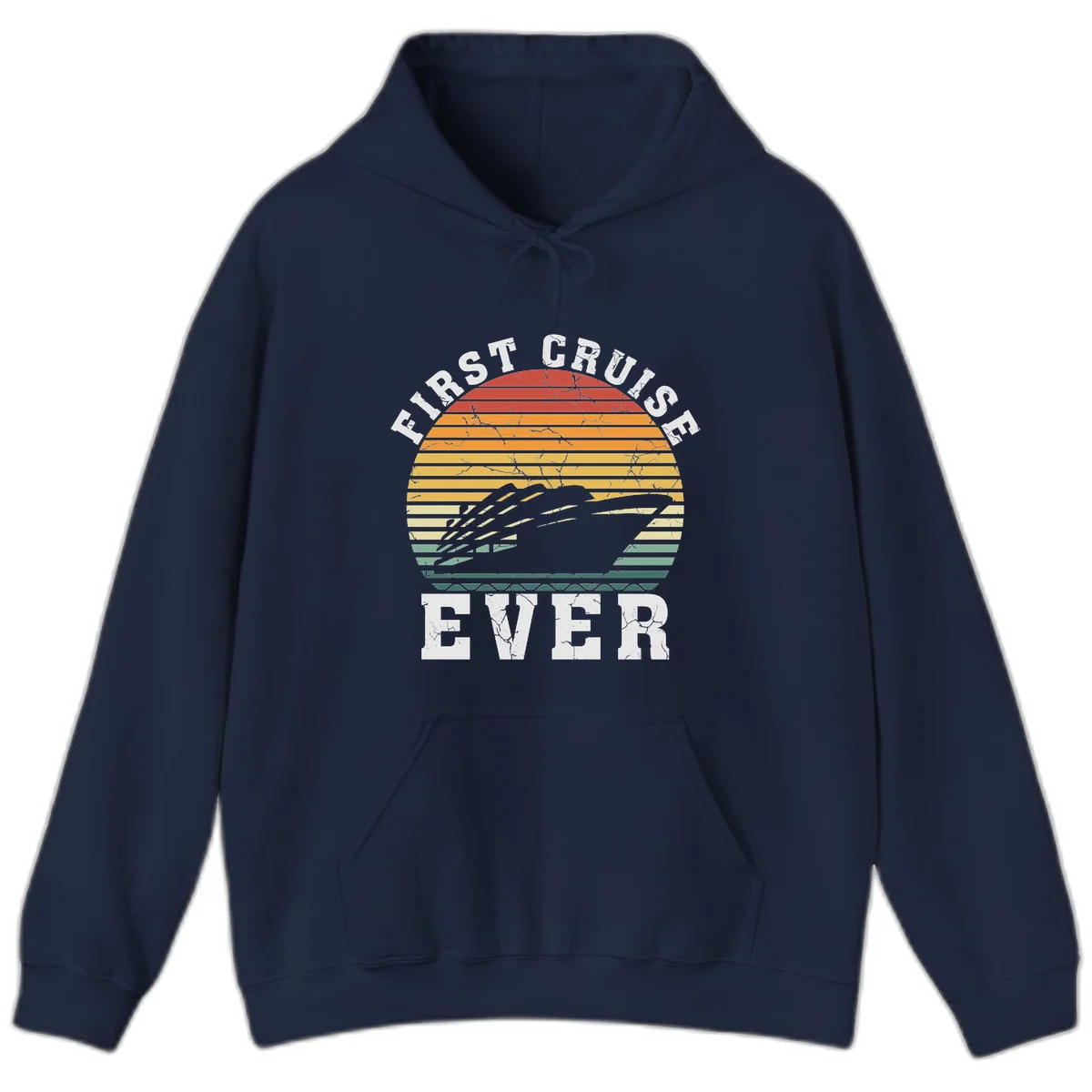 First Cruise Ever Retro Sunset Hoodie in Navy