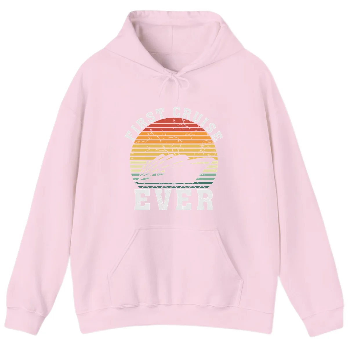 First Cruise Ever Retro Sunset Hoodie in Light Pink