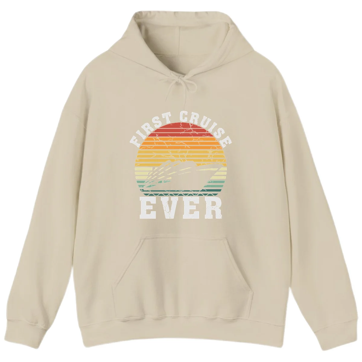 First Cruise Ever Retro Sunset Hoodie in Sand