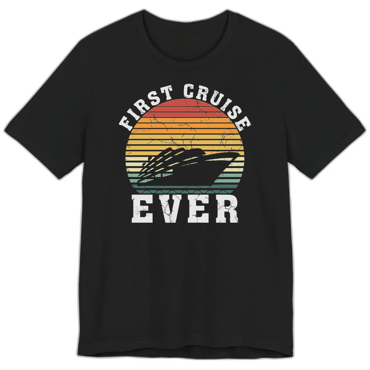 First Cruise Ever Retro Sunset Premium T-Shirt in Black
