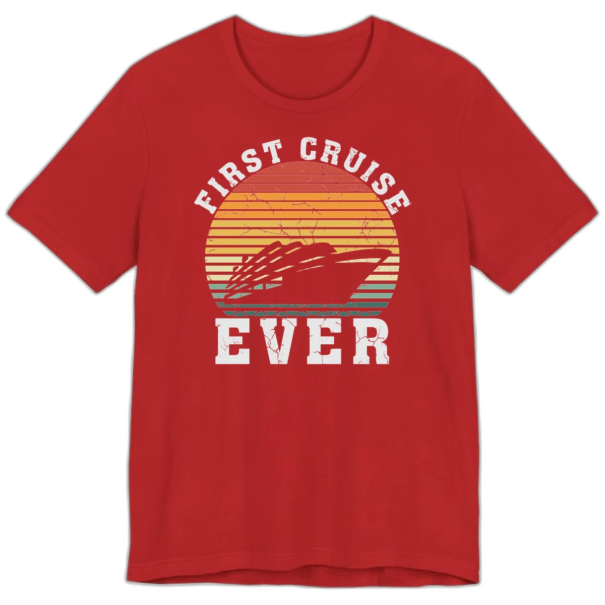 First Cruise Ever Retro Sunset Premium T-Shirt in Red